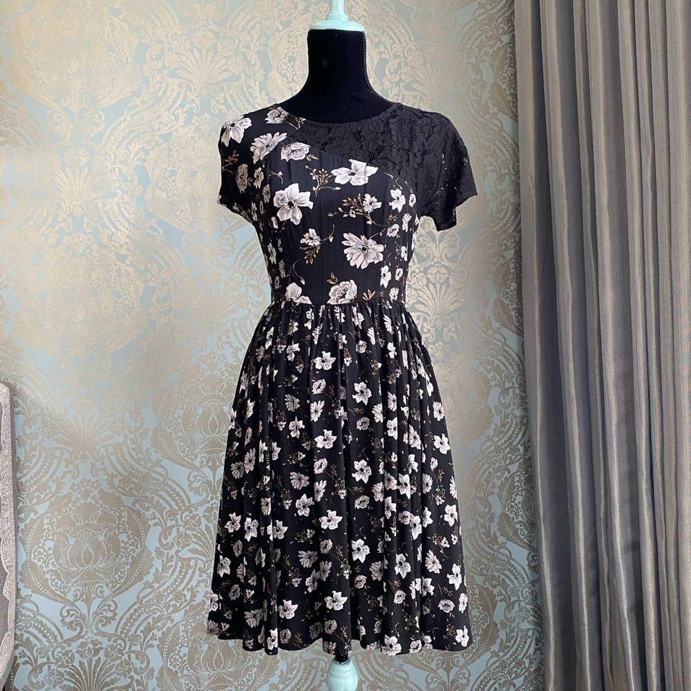 French Connection Black Floral Dress